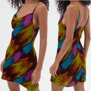 Urban Outfitters Velvet Mallory Cowl Neck Slip Dress, Multi Colored, Size S